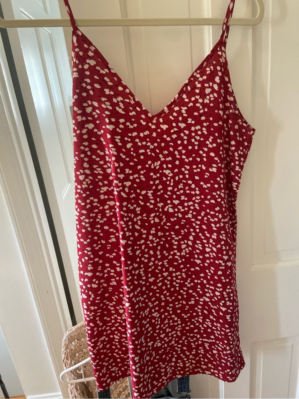 SHEIN Red Spotted Slip Mini Dress